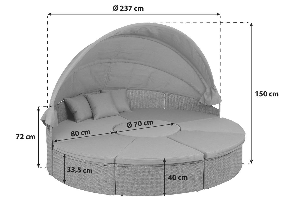GARTENMUSCHEL Stahl  - Grau, MODERN, Kunststoff/Textil (237/72-150cm) - Ambia Garden