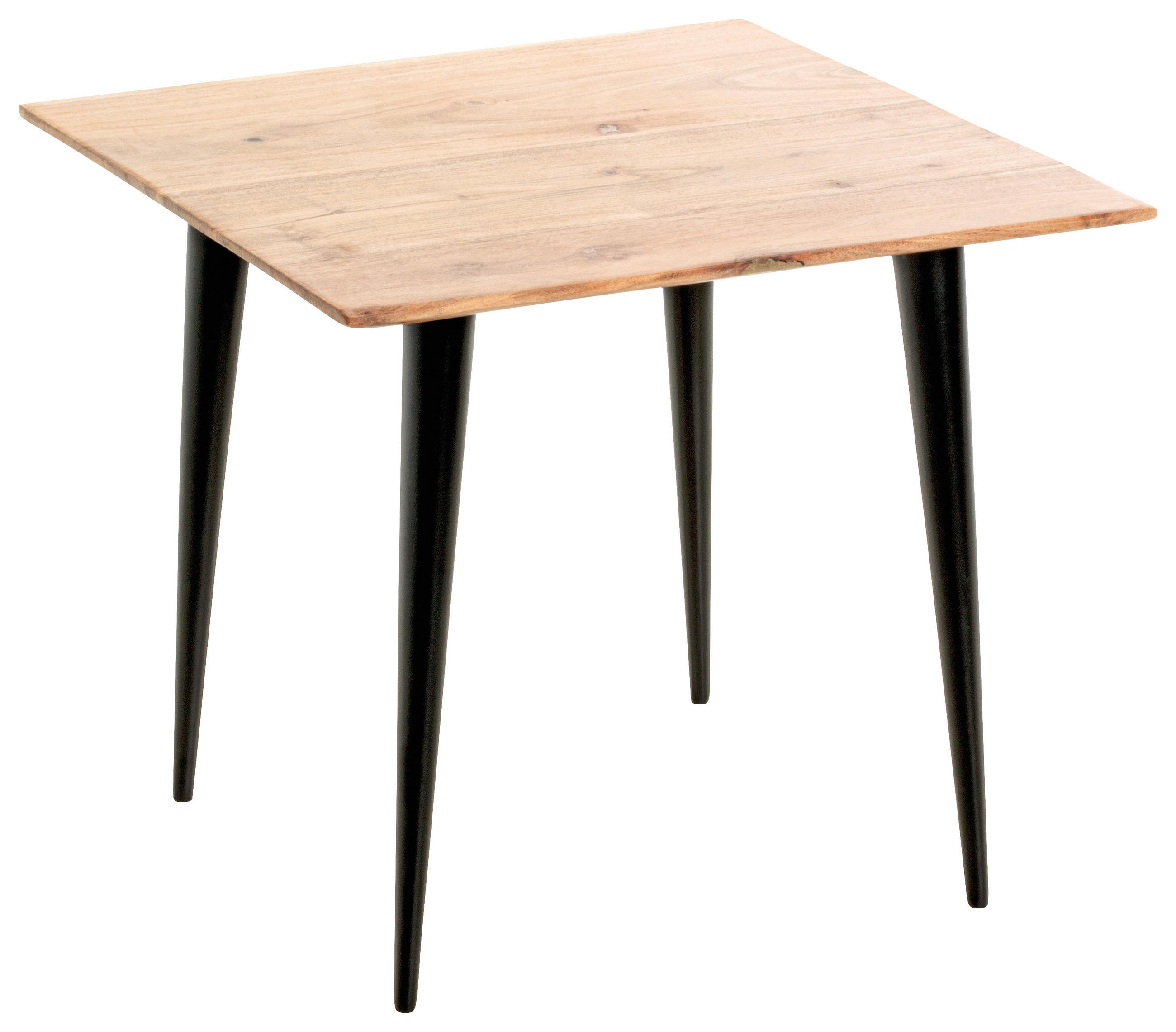 BEISTELLTISCH 46/46/41 cm Akazie massiv Schwarz, Akaziefarben quadratisch  - Schwarz/Akaziefarben, KONVENTIONELL, Holz/Metall (46/46/41cm)