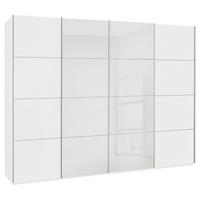 SCHWEBETÜRENSCHRANK 271/235/68 cm,  in Weiß, 4 Tür(en)  - Chromfarben/Weiß, KONVENTIONELL, Glas/Holzwerkstoff (271/235/68cm) - Novel