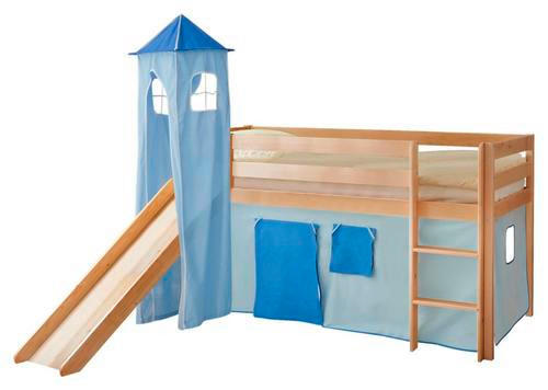 SPIELBETT Kiefer massiv 90/200 cm Kieferfarben, Hellblau, Dunkelblau  - Dunkelblau/Kieferfarben, Natur, Holz (90/200cm) - MID.YOU