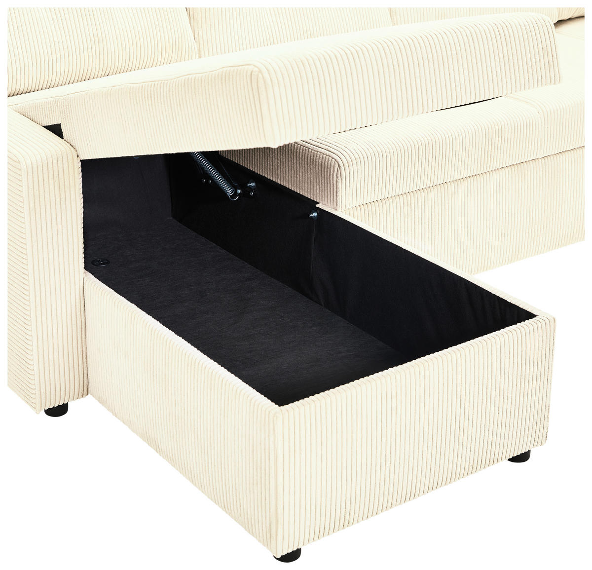 WOHNLANDSCHAFT in Cord Creme  - Creme/Schwarz, Konventionell, Kunststoff/Textil (126/293/155cm) - Ti'me