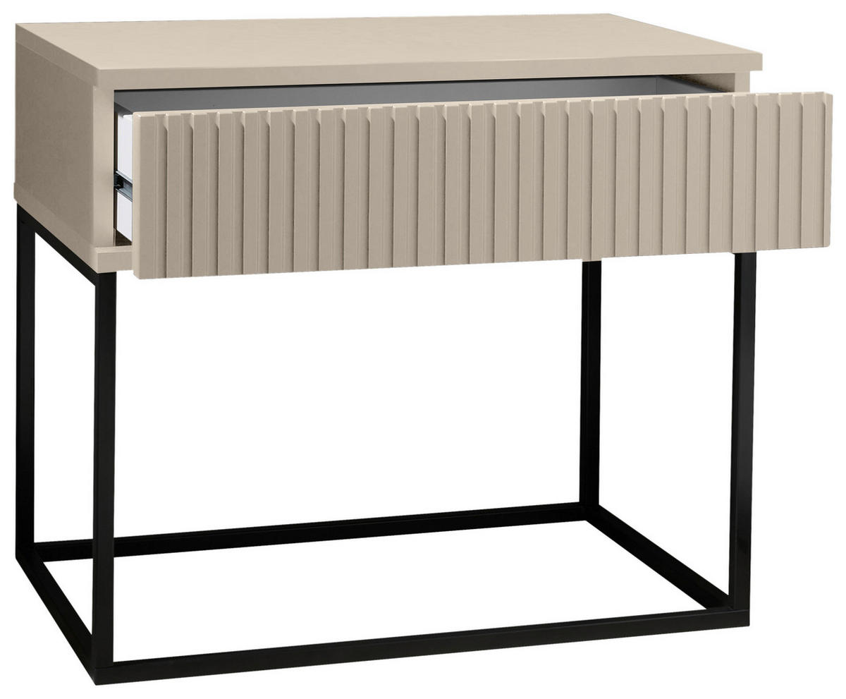 NACHTKÄSTCHEN 60/51,7/38,5 cm  in Kaschmir, Schwarz  - Kaschmir/Schwarz, MODERN, Holzwerkstoff/Metall (60/51,7/38,5cm) - Carryhome