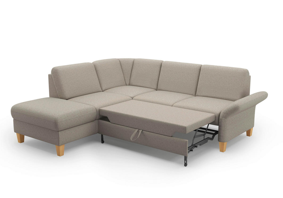 ECKSOFA ROCHELLE E Taupe Flachgewebe  - Taupe/Eichefarben, KONVENTIONELL, Holz/Textil (216/240cm) - Sit & More