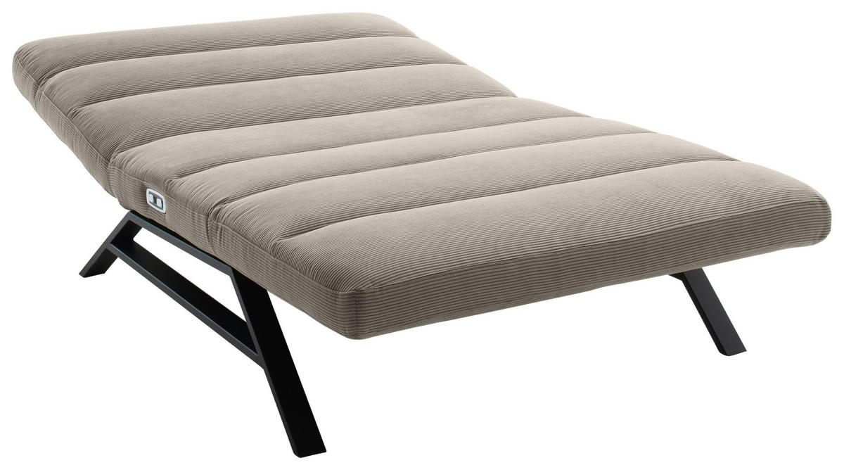 RELAXLIEGE in Feincord Sandfarben  - Sandfarben/Schwarz, Design, Textil/Metall (120/54-113/158-198cm) - Pure Home Lifestyle