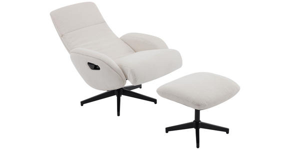 RELAXSESSELSET Cord Relaxfunktion, Hocker - Beige/Schwarz, Design, Textil/Metall (77/107/75cm) - Xora