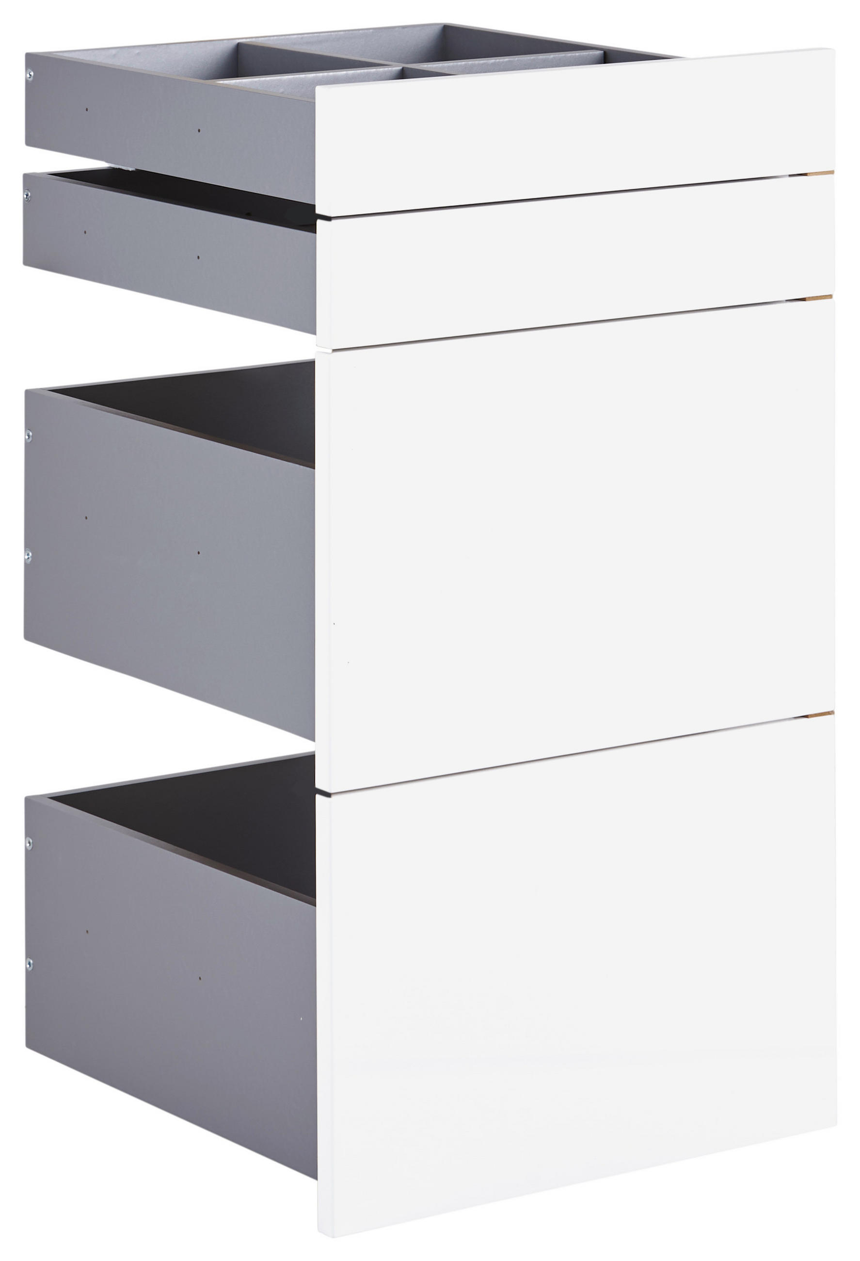 SCHUBLADENSET 45,3/83/46,8 cm Weiß Hochglanz  - Weiß Hochglanz, KONVENTIONELL, Holzwerkstoff (45,3/83/46,8cm) - Hom`in