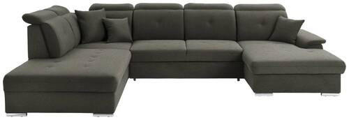 WOHNLANDSCHAFT in Flachgewebe Braun  - Silberfarben/Braun, Design, Kunststoff/Textil (263/365/187cm) - Cantus