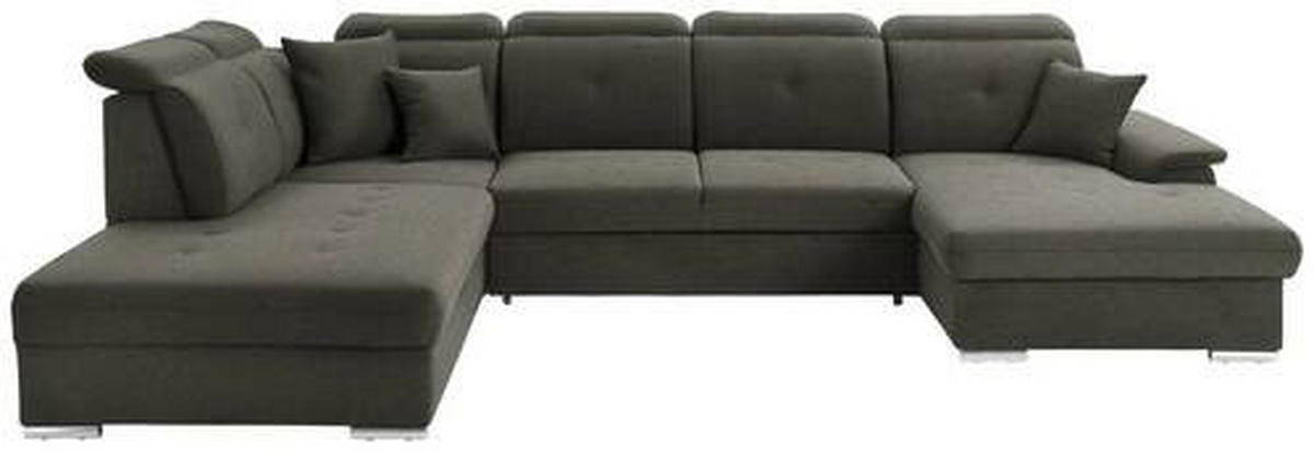WOHNLANDSCHAFT in Flachgewebe Braun  - Silberfarben/Braun, Design, Kunststoff/Textil (263/365/187cm) - Cantus