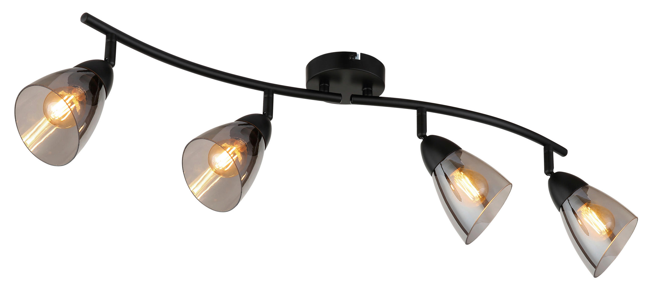 STRAHLER Paula 70/10/21 cm  - Schwarz/Grau, Design, Glas/Metall (70/10/21cm) - Globo
