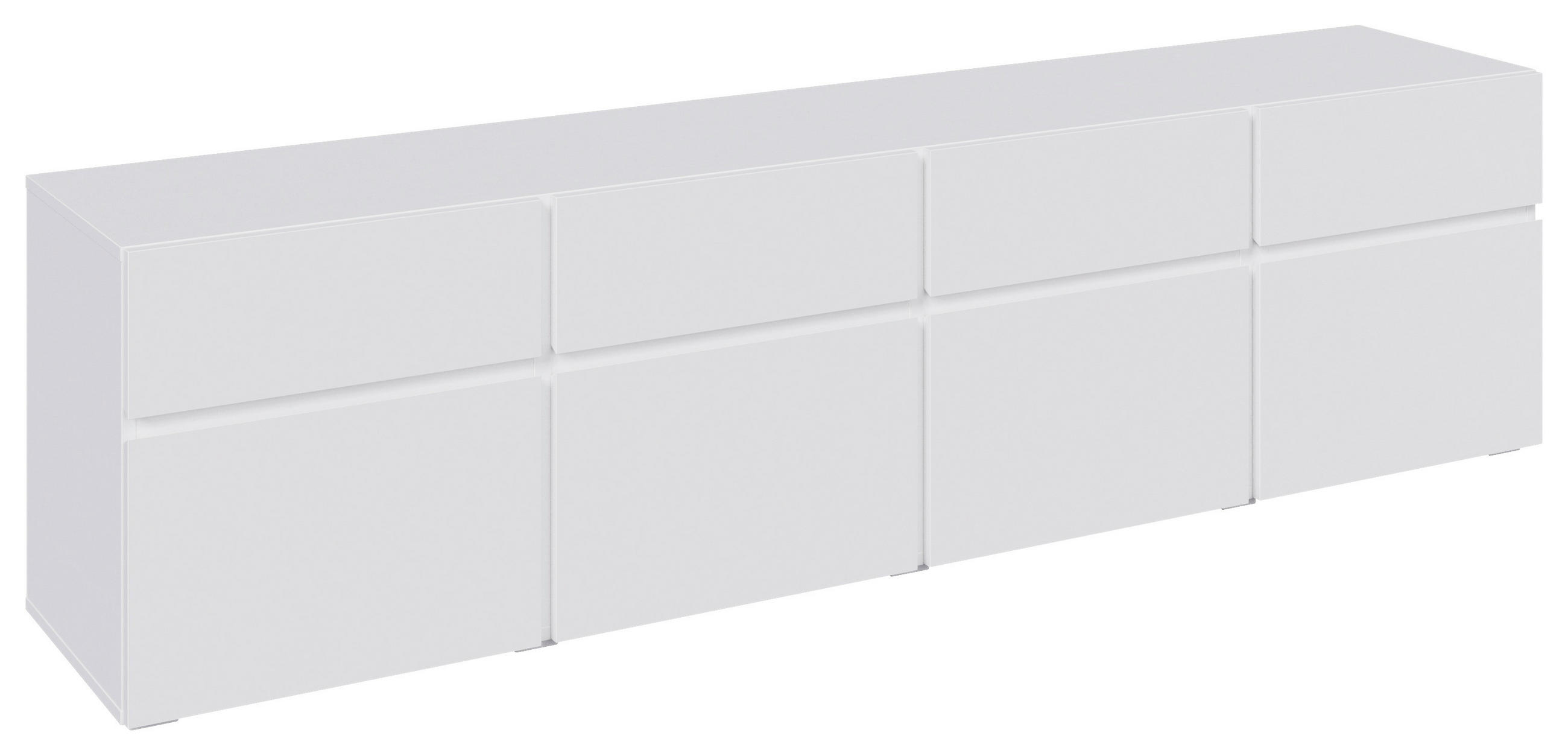 LOWBOARD  200/52,8/40 cm 4 Schublade(n) stehend, in verschiedenen Holzdekoren erhältlich  - Silberfarben/Weiß, Design, Holzwerkstoff (200/52,8/40cm) - Xora