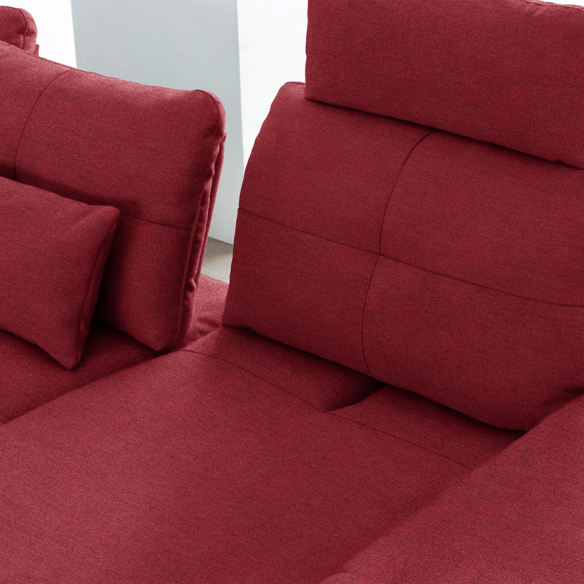ECKSOFA in Flachgewebe Bordeaux  - Bordeaux/Schwarz, Design, Textil/Metall (271/344cm) - Chilliano