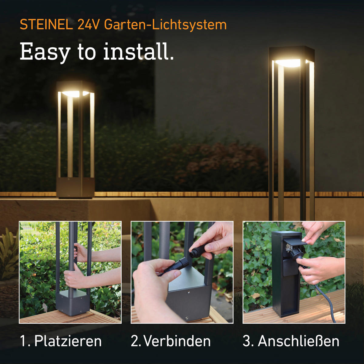 AUSSENLEUCHTE 24V Garten Lichtsystem 13/51/13 cm  - Anthrazit, Trend, Metall (13/51/13cm) - Steinel