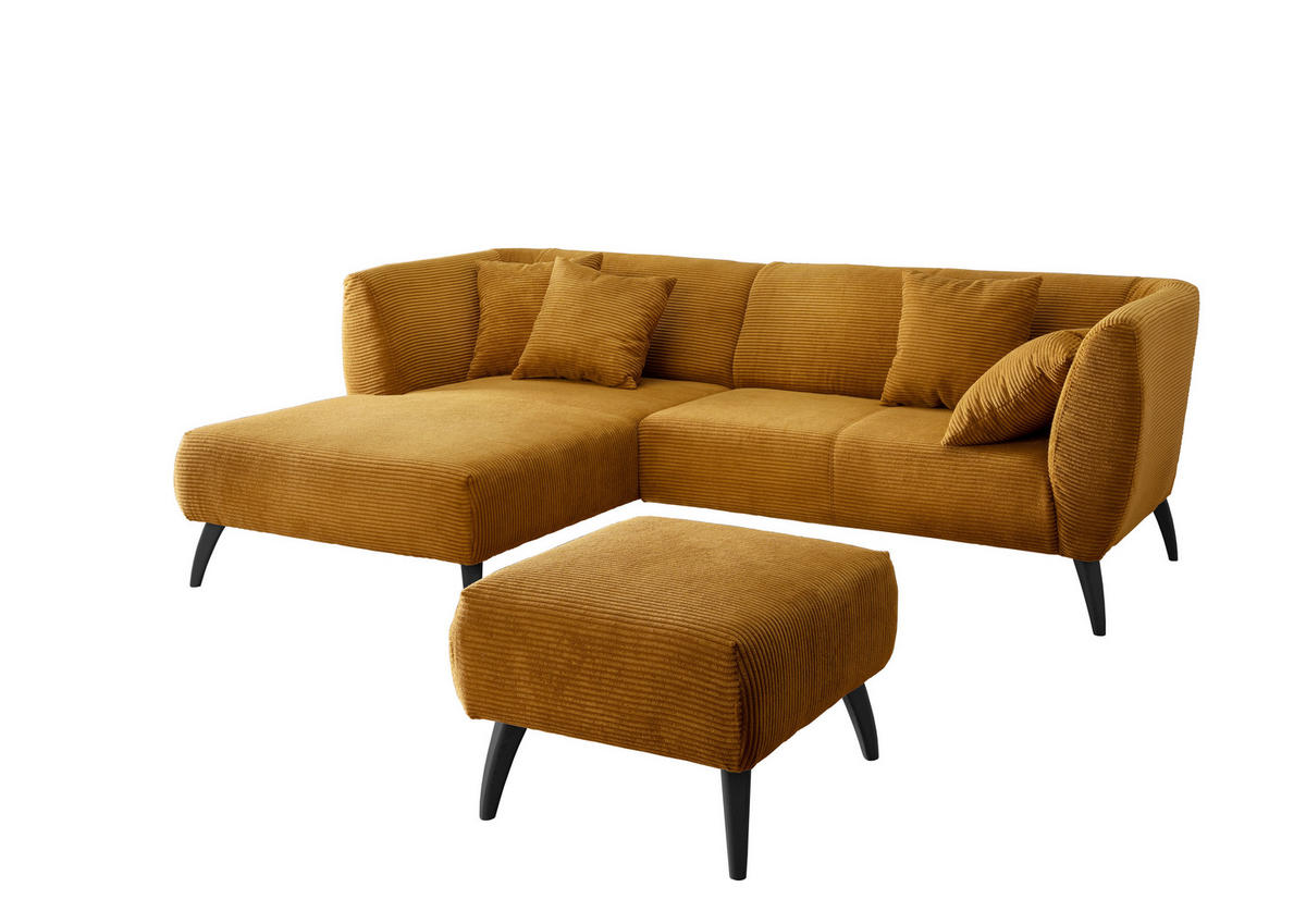 ECKSOFA Goldfarben Cord  - Goldfarben/Schwarz, MODERN, Holz/Textil (160/264cm) - MID.YOU