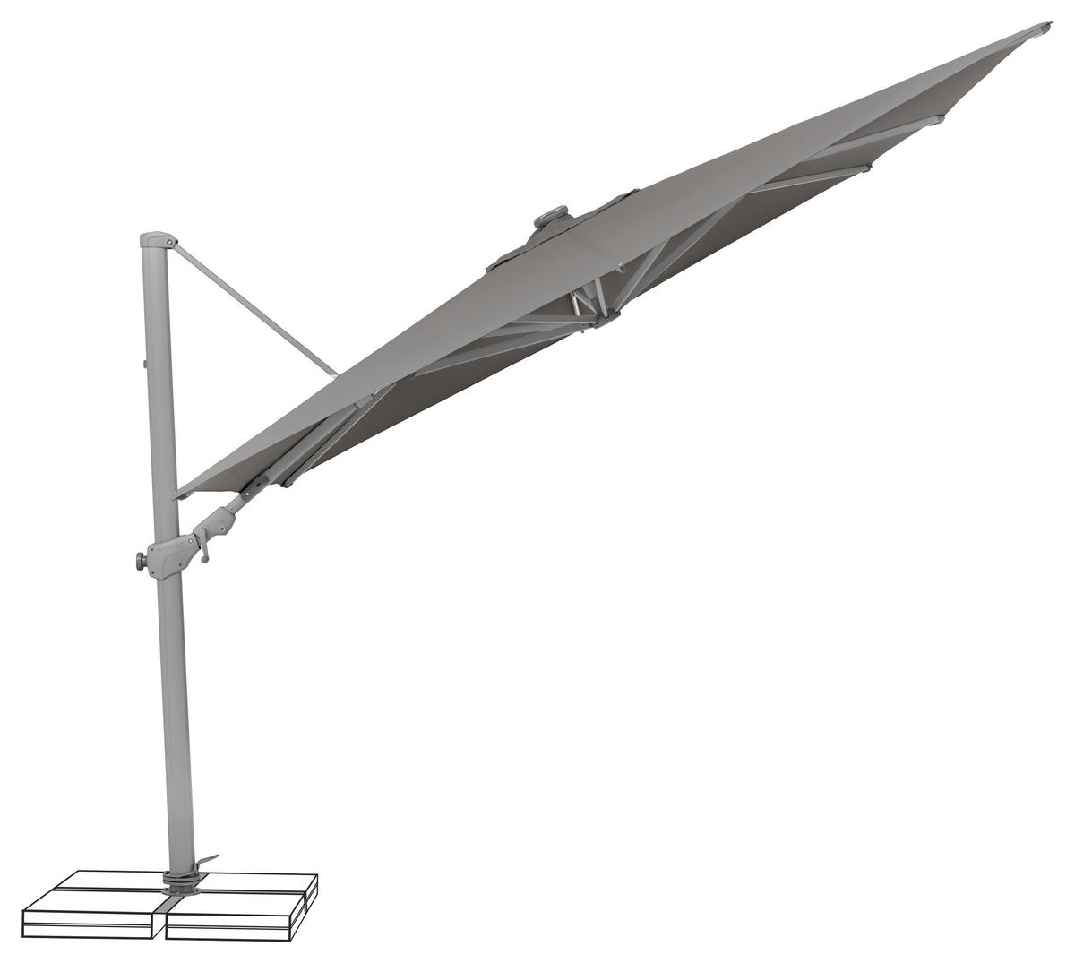 AMPELSCHIRM 300 cm  - Silberfarben/Alufarben, KONVENTIONELL, Textil/Metall (300/300cm) - Glatz