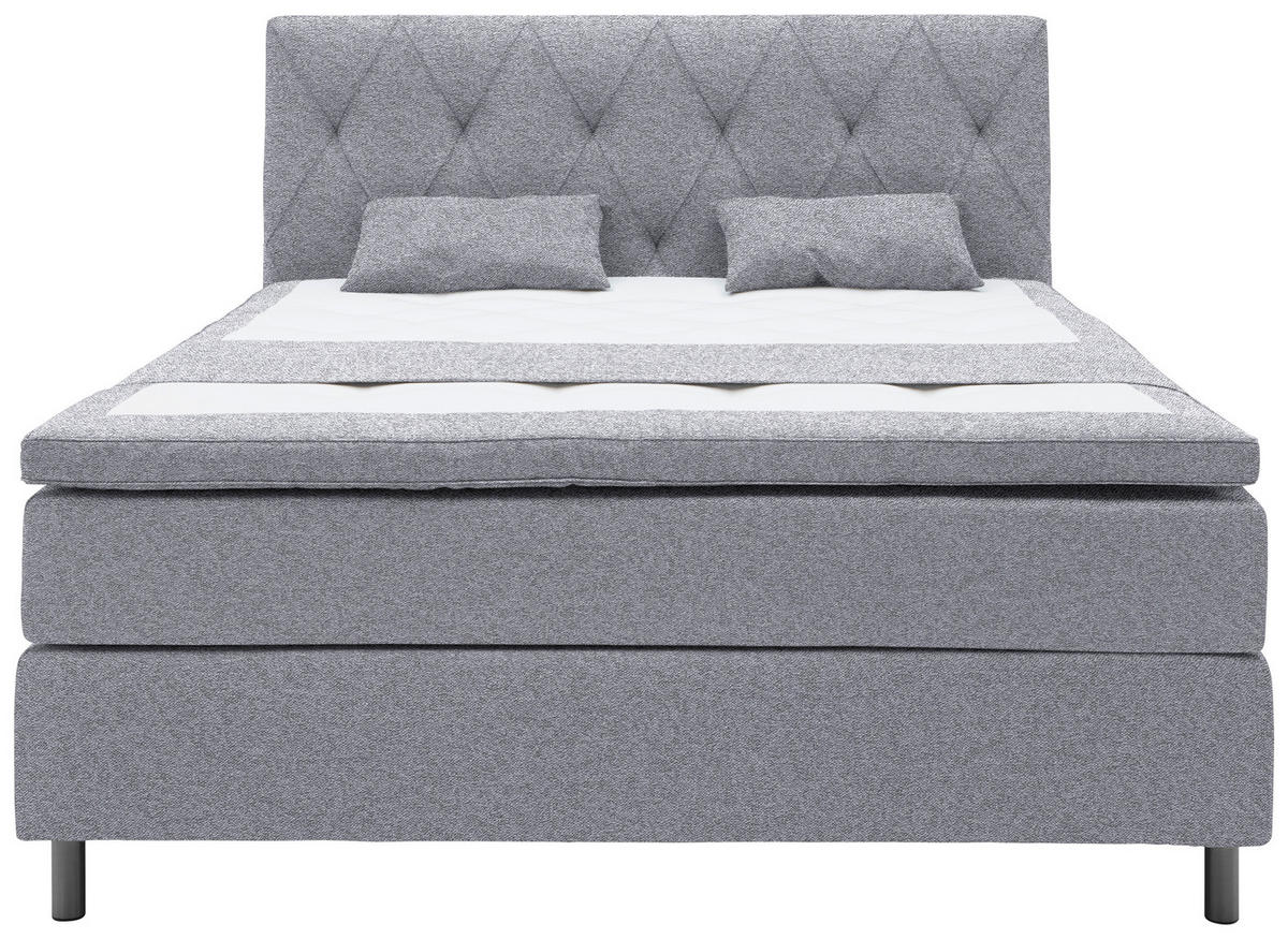 KONTINENTALSÄNG 160/200 cm  i grå  - aluminiumfärg/grå, Design, metall/trämaterial (160/200cm) - Elegando