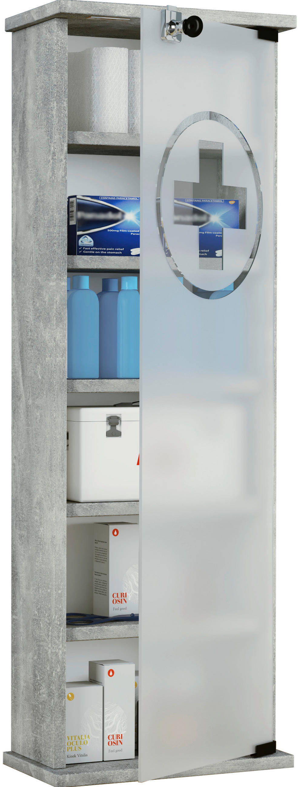 MEDIZINSCHRANK 31/92/18 cm  - Grau, Basics, Glas/Holzwerkstoff (31/92/18cm) - MID.YOU