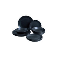TAFELSERVICE Schwarz Luna 12-teilig  - Schwarz, KONVENTIONELL, Keramik - Van Well