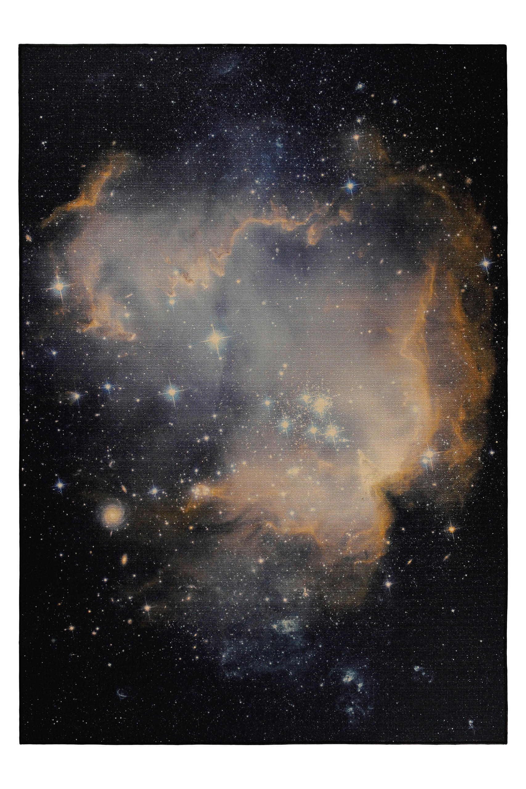 FLACHWEBETEPPICH  Wohnzimmer 160/230 cm Galactic Glow Schwarz, Dunkelblau, Dunkelgelb rechteckig  - Dunkelgelb/Schwarz, Basics, Kunststoff/Textil (160/230cm) - WECON HOME