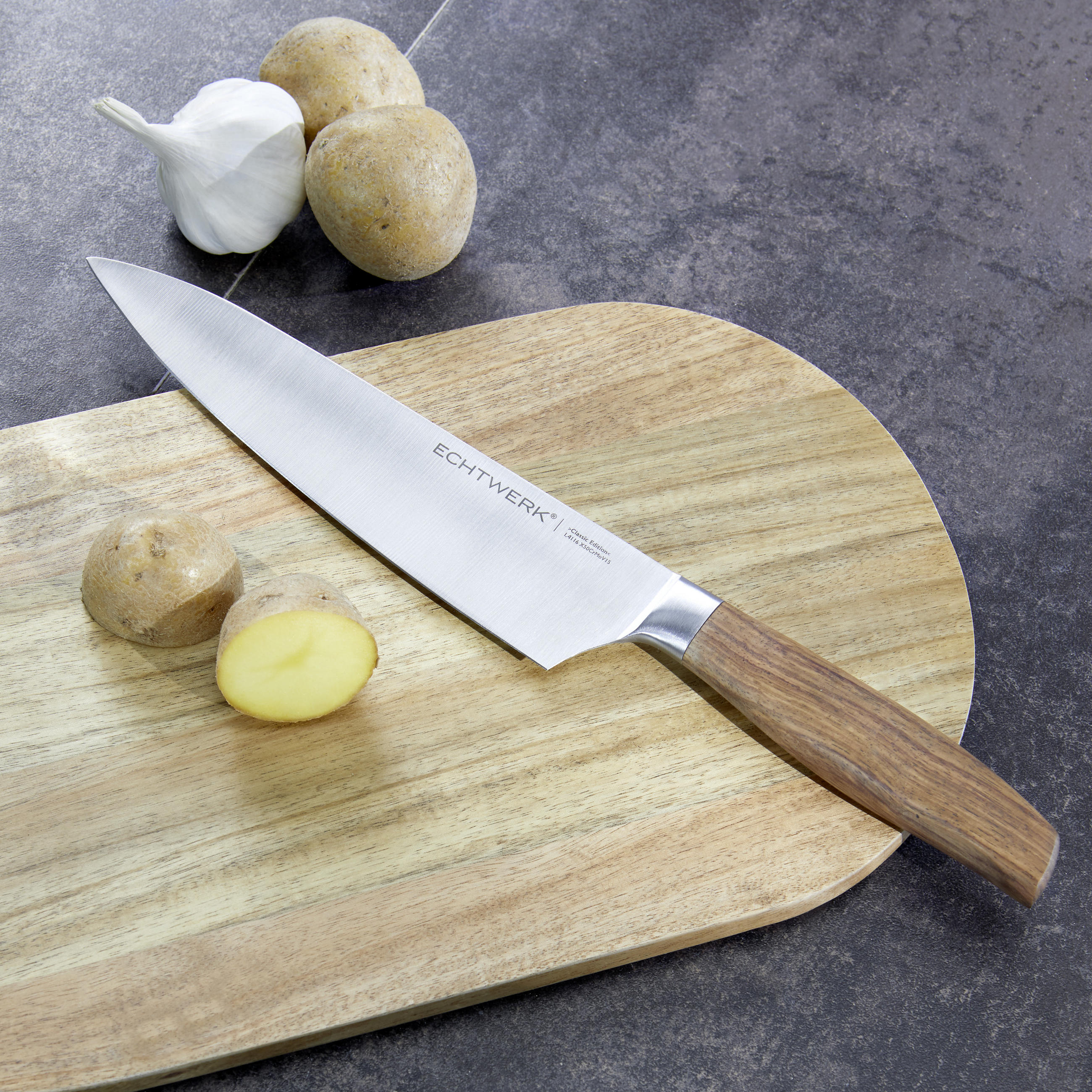 KOCHMESSER 34,2 cm  - Braun, MODERN, Holz/Metall (34,2cm) - Echtwerk
