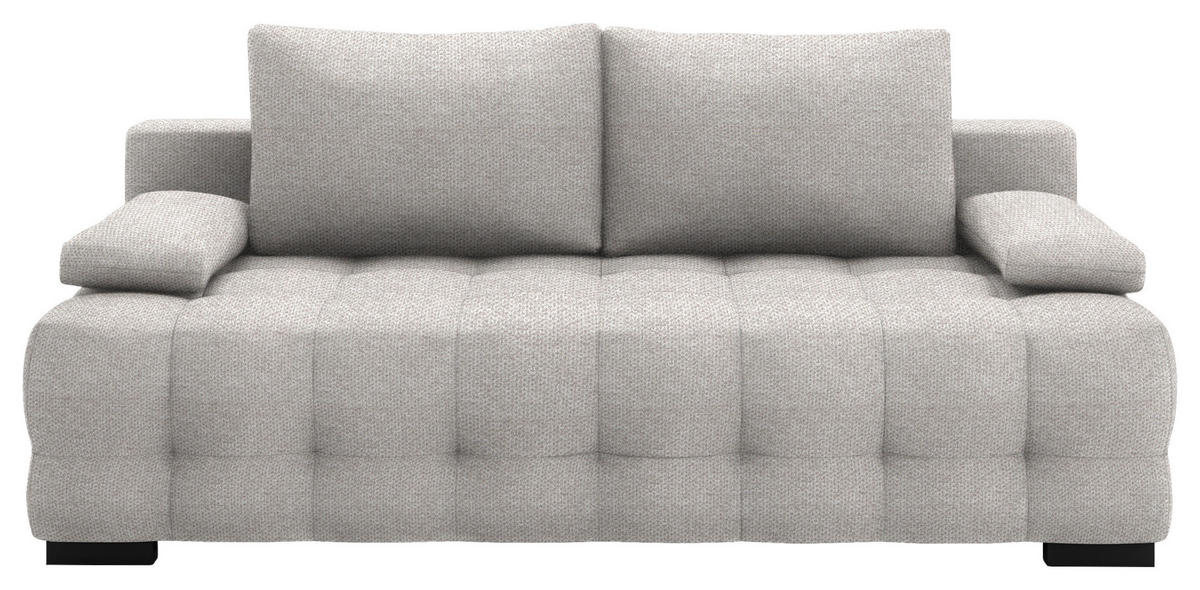 SCHLAFSOFA  mit Stoffauswahl, Schlafen auf Sitzhöhe, Rücken echt Struktur Hellgrau  - Hellgrau/Schwarz, KONVENTIONELL, Kunststoff/Textil (209/96/100cm) - Stylife