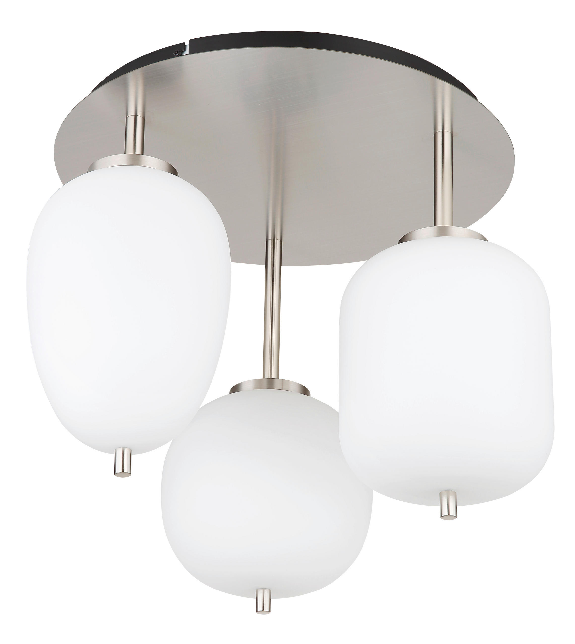 DECKENLEUCHTE BLACKY I 46/36 cm   - Opal/Nickelfarben, Basics, Glas/Metall (46/36cm)