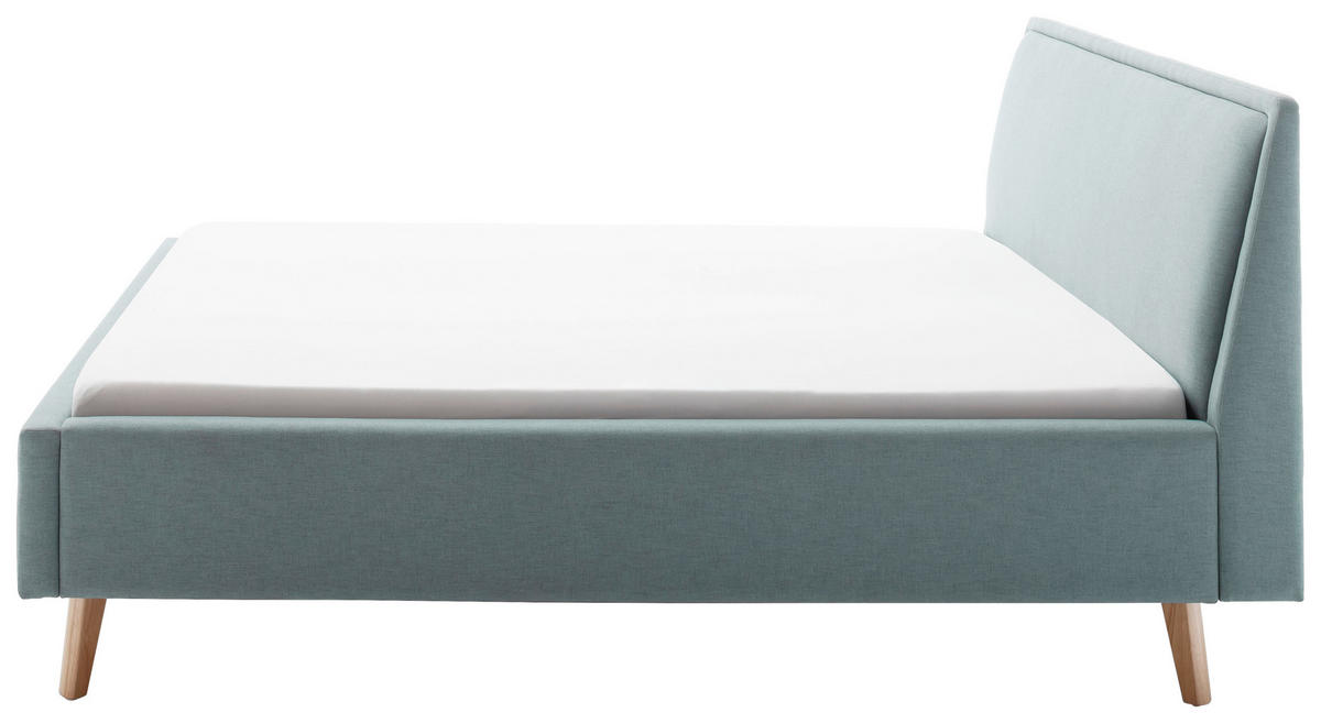 POLSTERBETT 140/200 cm  in Hellblau  - Eschefarben/Hellblau, Konventionell, Holz/Textil (140/200cm) - Livetastic
