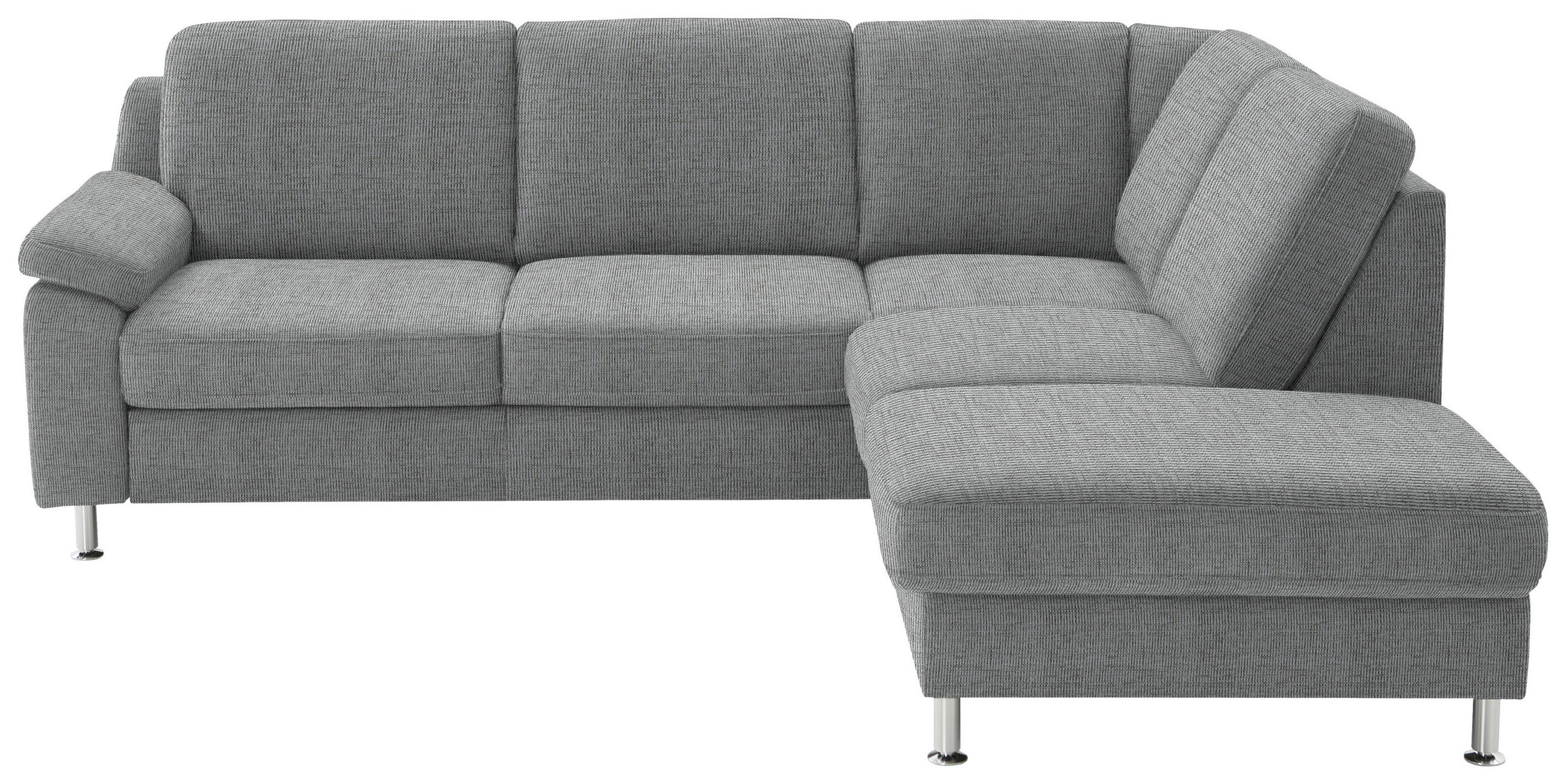 ECKSOFA in Webstoff Hellgrau  - Hellgrau/Alufarben, Konventionell, Textil/Metall (241/200cm) - Beldomo System