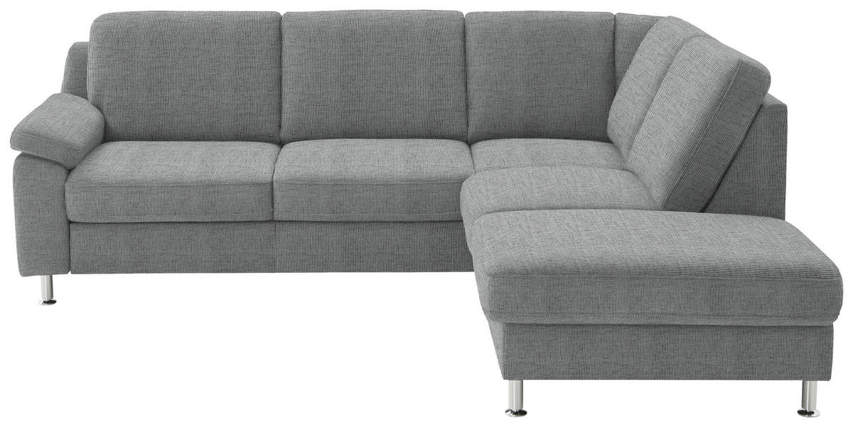 ECKSOFA in Webstoff Hellgrau  - Hellgrau/Alufarben, Konventionell, Textil/Metall (241/200cm) - Beldomo System