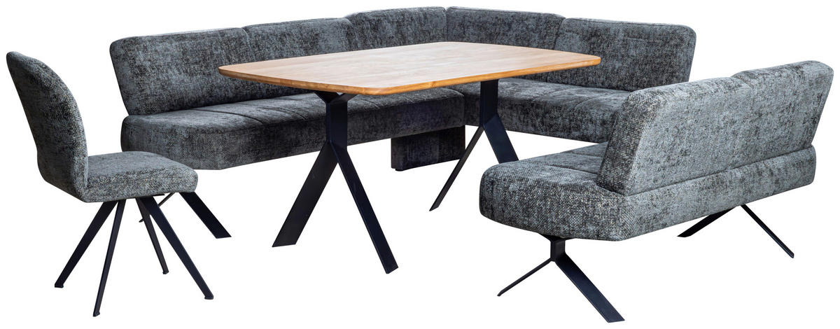ECKBANK 248/176 cm Webstoff Grün   - Schwarz/Grün, MODERN, Textil/Metall (248/176cm) - Livetastic