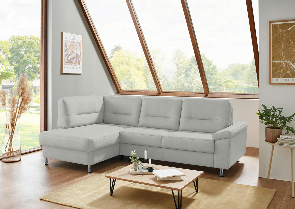 ECKSOFA Flachgewebe Silberfarben  - Silberfarben/Alufarben, Konventionell, Textil/Metall (160/244cm) - Beldomo Comfort