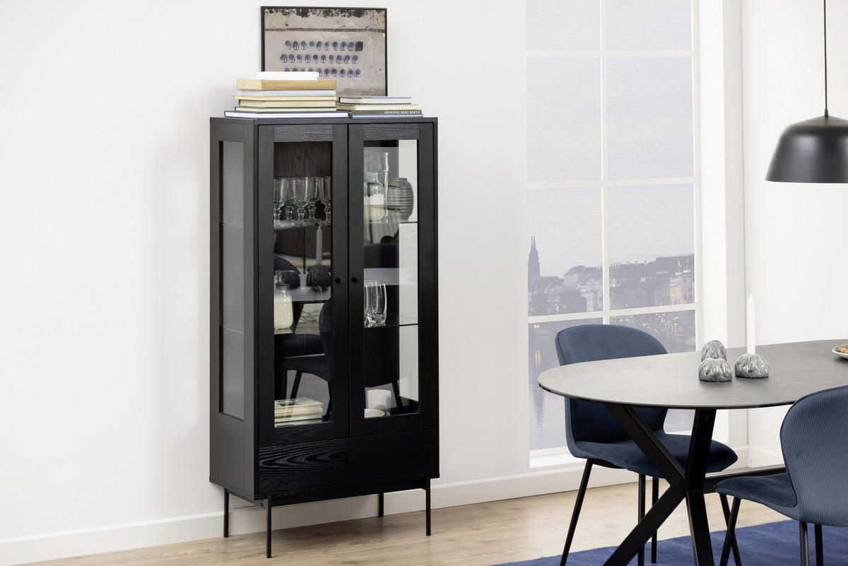 SIDEBOARD  in 140/82/40 cm  - Klar/Schwarz, KONVENTIONELL, Glas/Holzwerkstoff (140/82/40cm) - MID.YOU