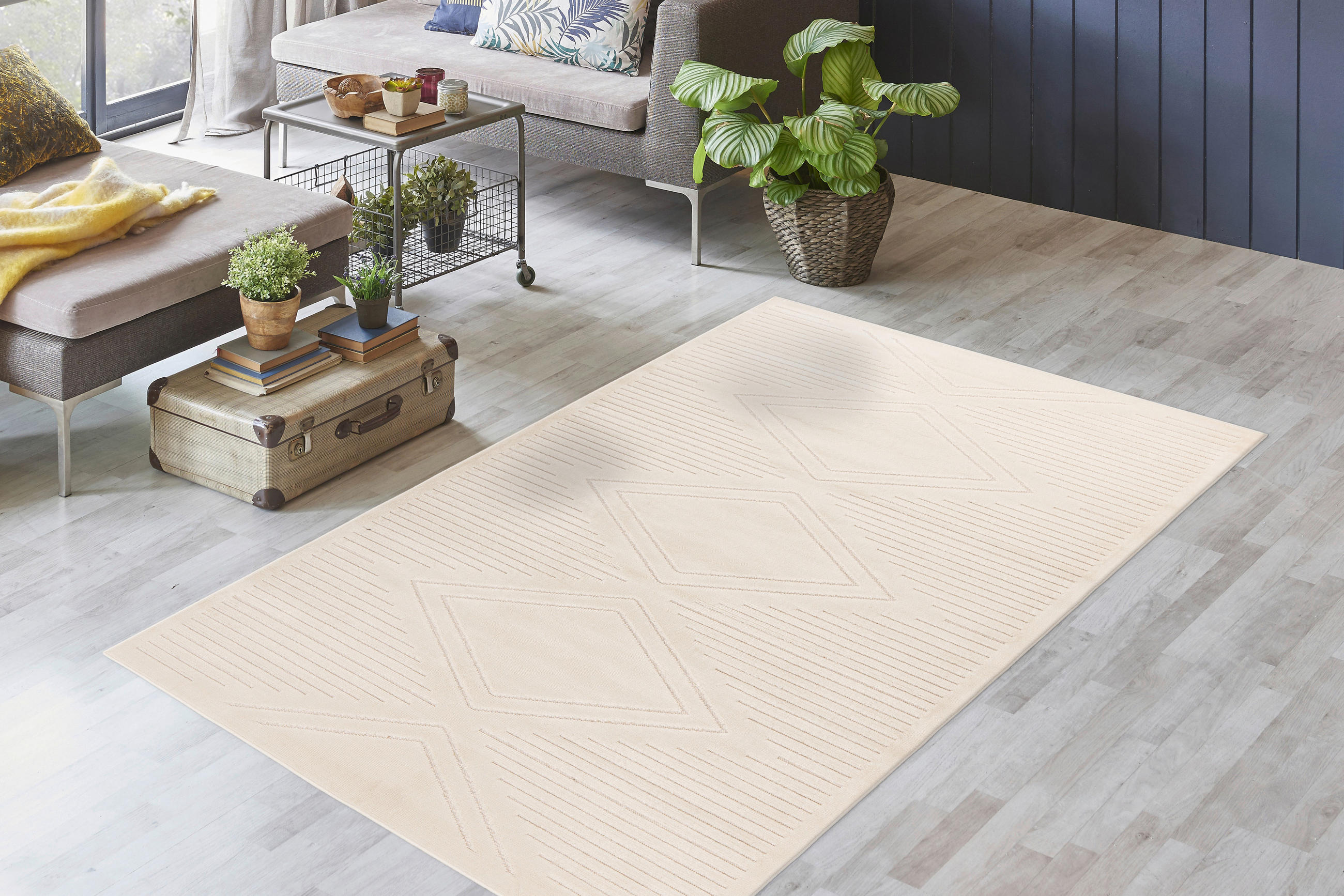 KOBEREC TKANÝ NA PLOCHO, 120/170 cm, bílá - bílá, Konvenční, textil (120/170cm)