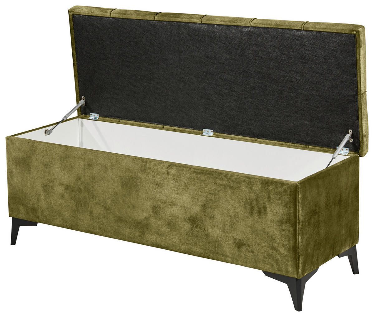 BETTBANK 139/58/50 cm   - Schwarz/Olivgrün, Konventionell, Kunststoff/Textil (139/58/50cm) - Modante