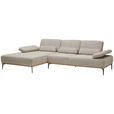 ECKSOFA  in Flachgewebe Hellbraun  176/314 cm  - Hellbraun/Schwarz, Natur, Holz/Textil (176/314cm) - Valnatura