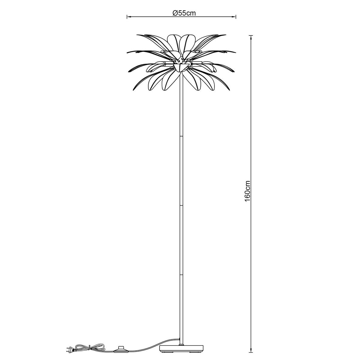 STEHLEUCHTE 55/160 cm    - Weiß, Trend, Textil/Metall (55/160cm) - Novel