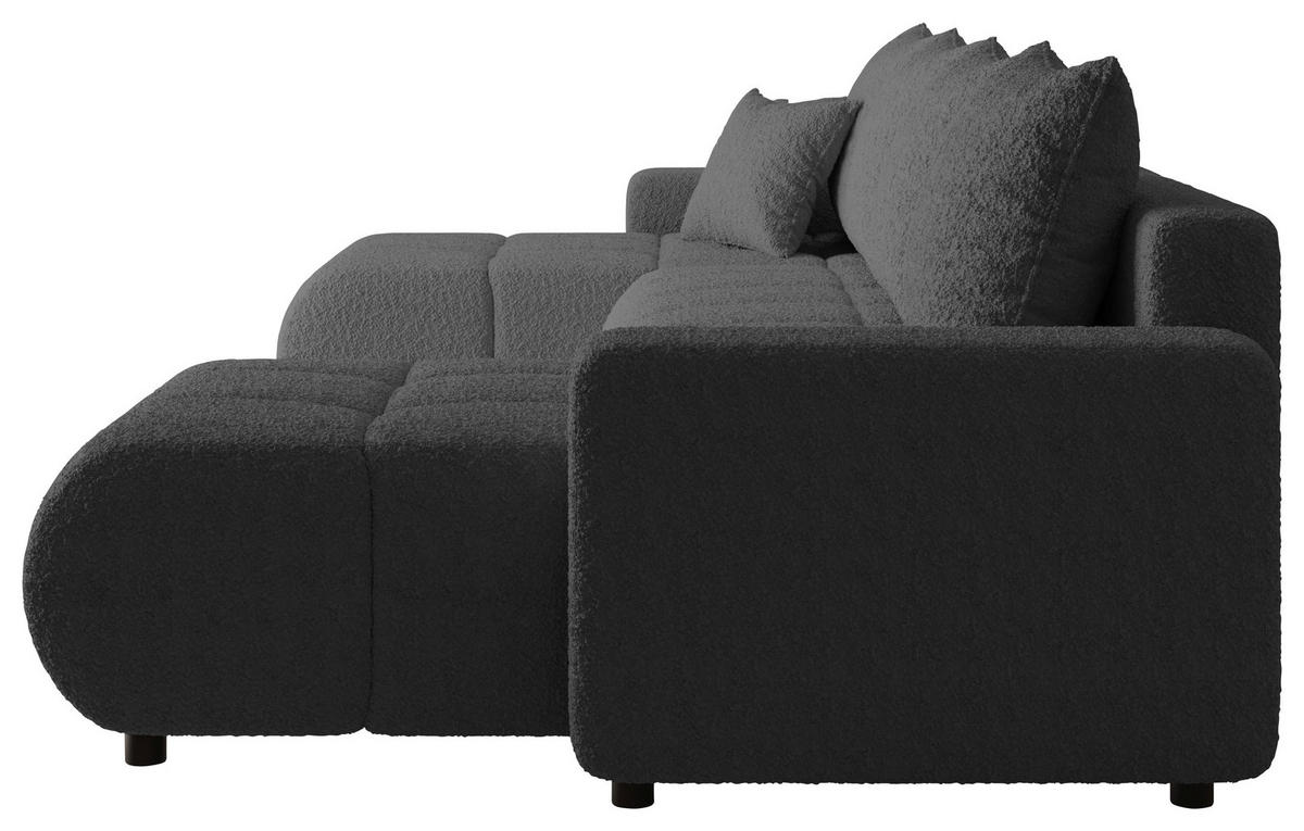 WOHNLANDSCHAFT Dunkelgrau Bouclé  - Dunkelgrau/Schwarz, MODERN, Kunststoff/Textil (150/312/150cm) - Carryhome