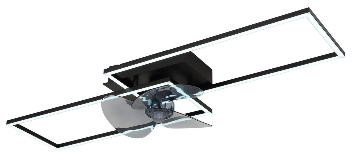 STROPNÍ VENTILÁTOR, 90/30/15 cm - šedá/černá, Design, kov/plast (90/30/15cm) - Globo
