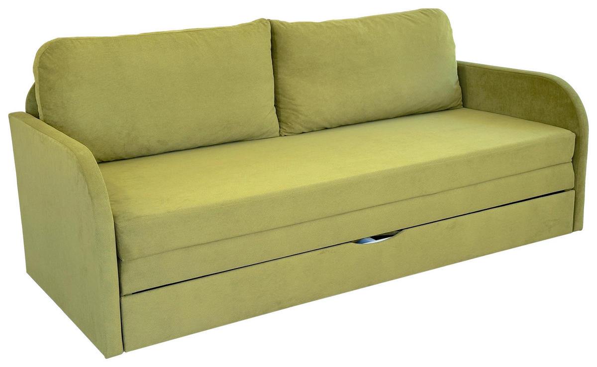 SCHLAFSOFA Flachgewebe Olivgrün  - Schwarz/Olivgrün, Design, Kunststoff/Textil (203/77/86cm) - MID.YOU
