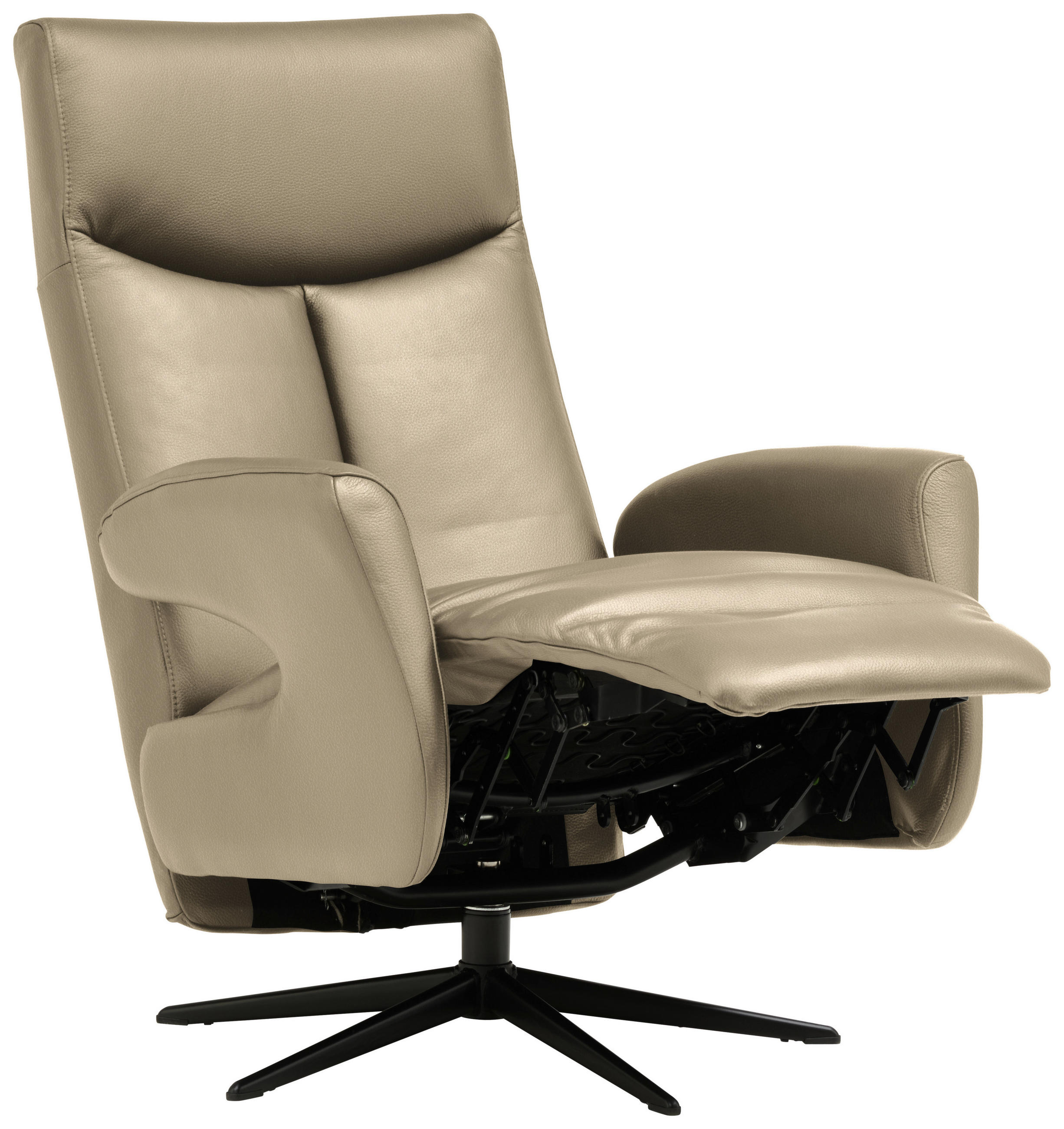 RELAXSESSEL in Leder Khaki  - Khaki/Schwarz, Design, Leder/Metall (74/105/82cm) - Welnova