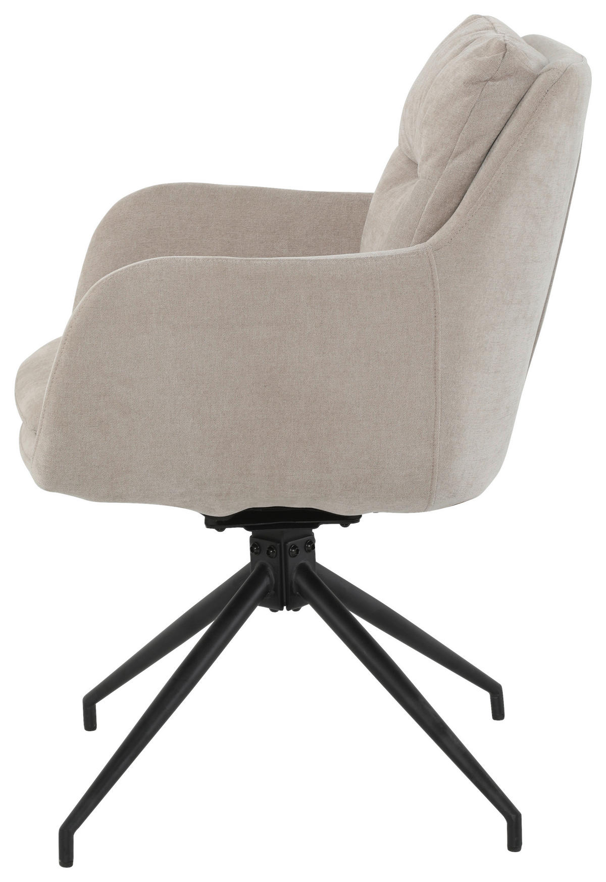 ARMLEHNSTUHL  Sitzfläche 180° drehbar, automatische Rückholfunktion Chenille  Schwarz, Beige  - Beige/Schwarz, MODERN, Textil/Metall (57.5/82/65cm) - Livetastic