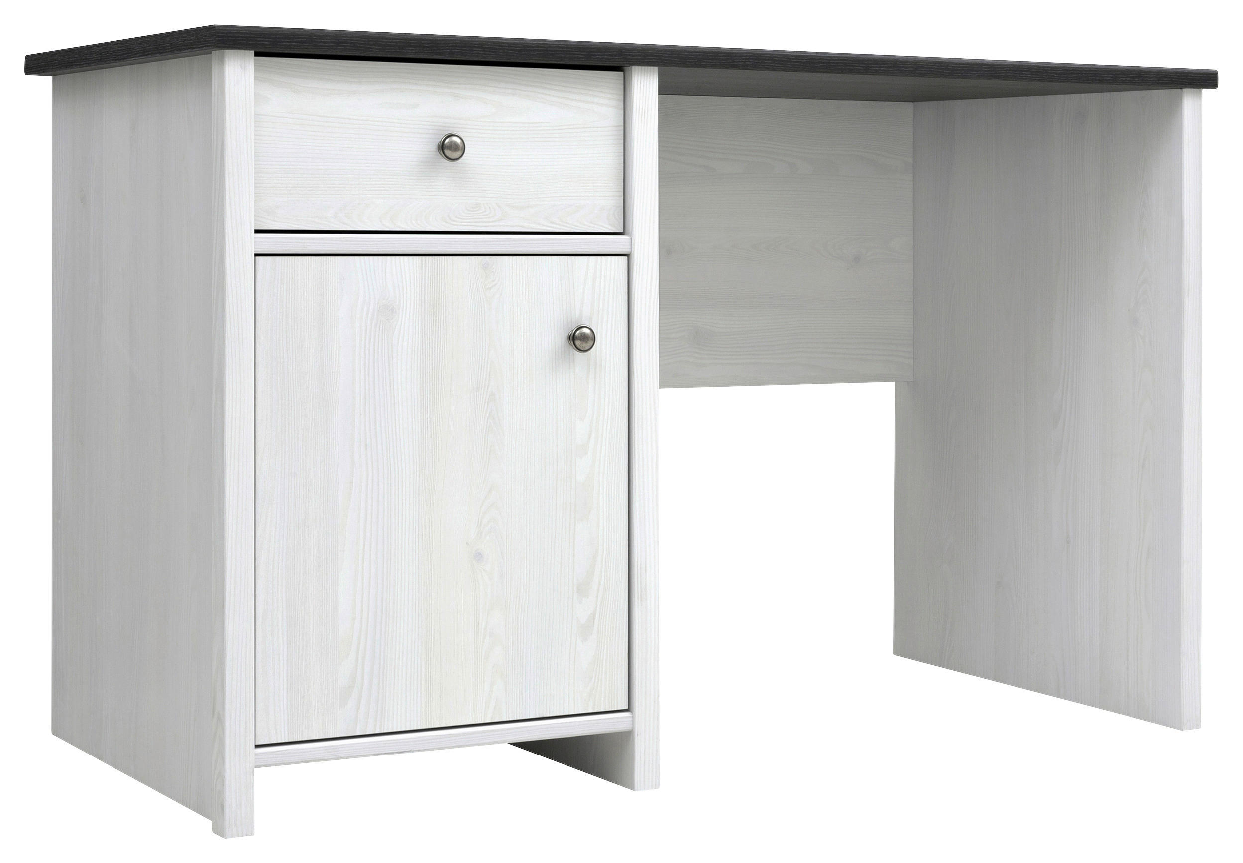 SCHREIBTISCH 120/56,5/74,5 cm  in Kieferfarben, Lärchefarben, Schwarz  - Silberfarben/Lärchefarben, Design, Holzwerkstoff/Metall (120/56,5/74,5cm)