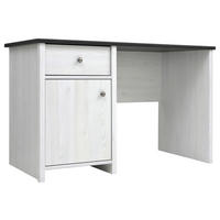 SCHREIBTISCH 120/56,5/74,5 cm  in Kieferfarben, Lärchefarben, Schwarz  - Silberfarben/Lärchefarben, Design, Holzwerkstoff/Metall (120/56,5/74,5cm)