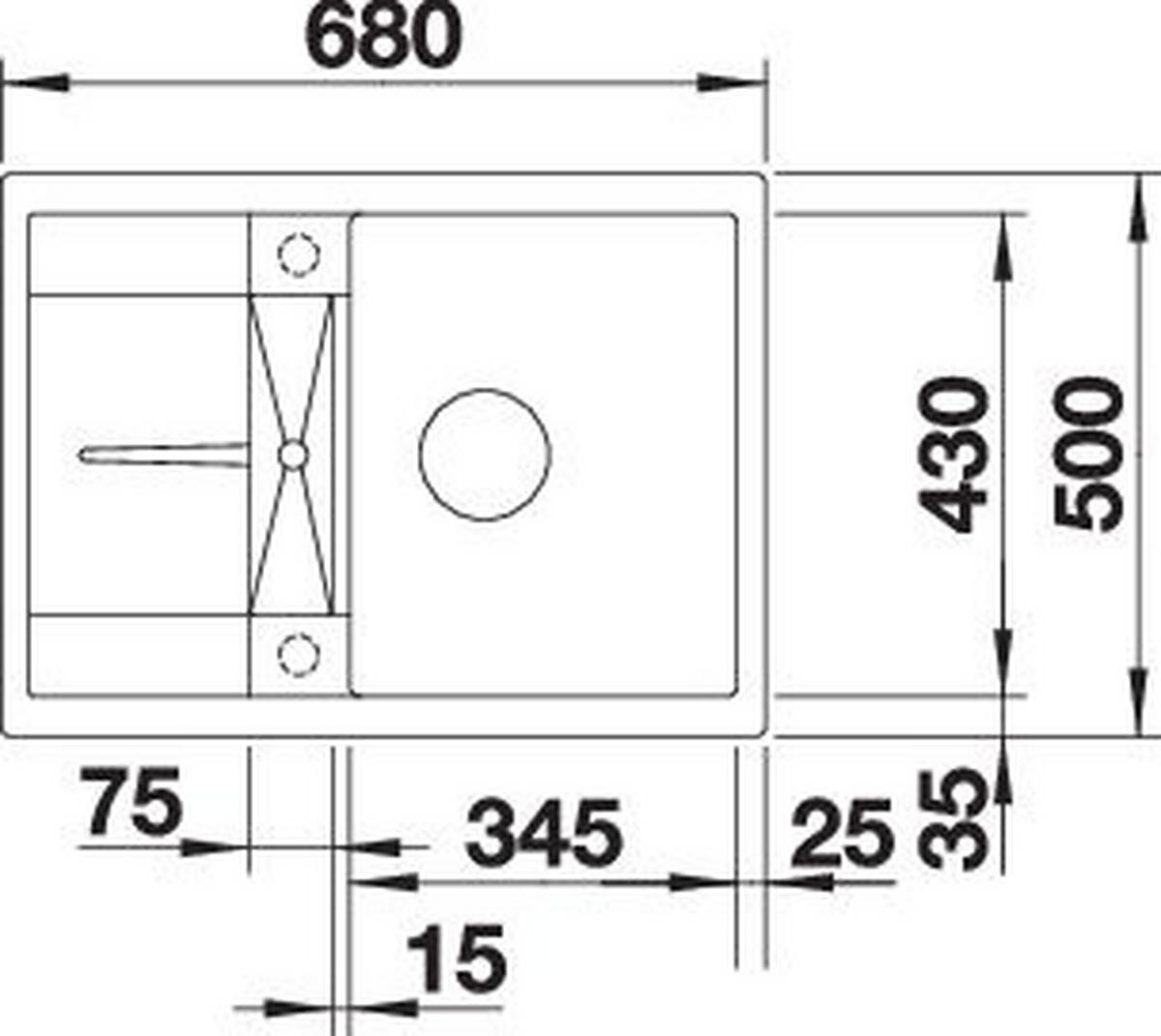 SPÜLE 519572  - Anthrazit, Basics, Stein (68/19/50cm) - Blanco