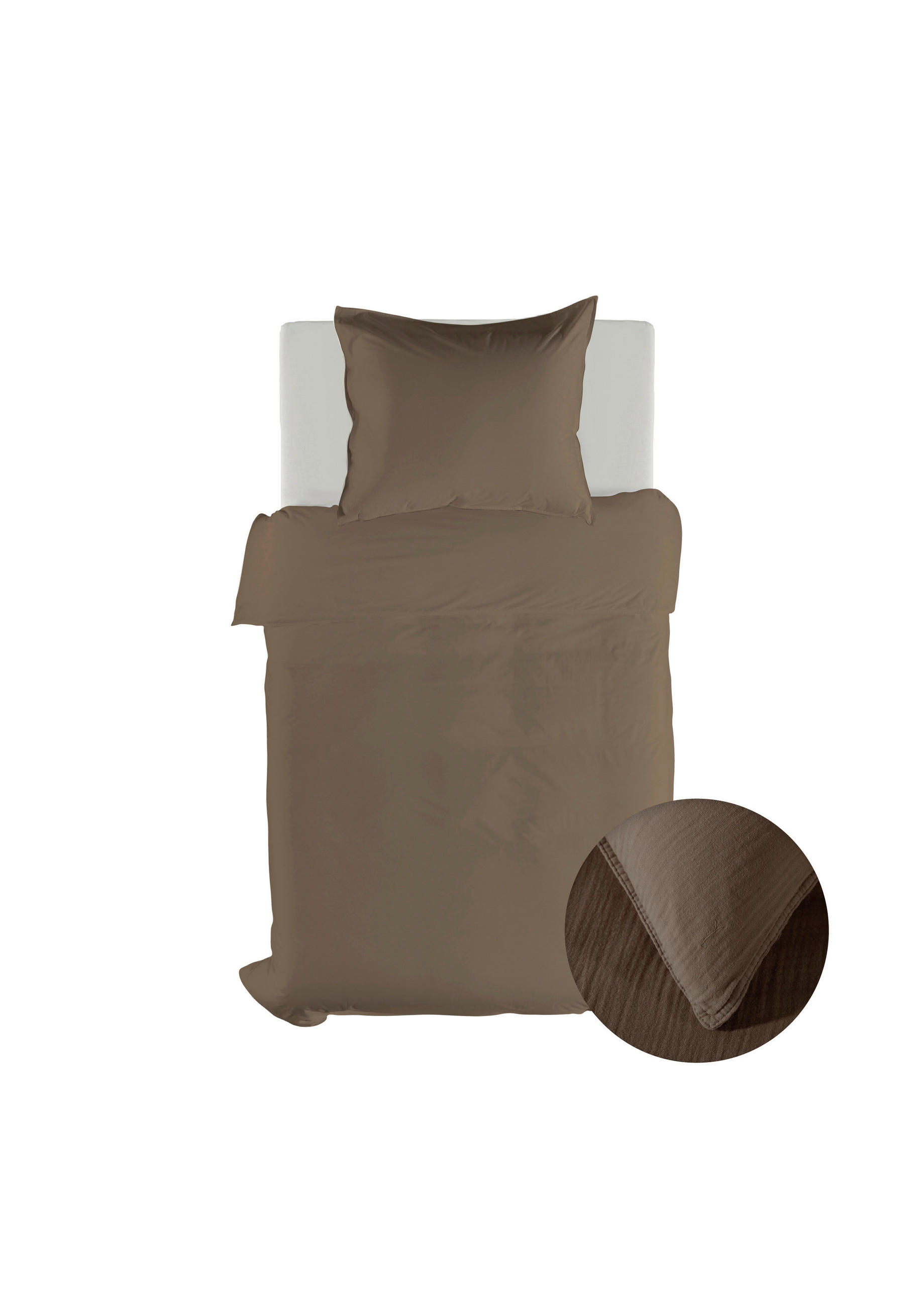 BETTWÄSCHE 2-teilig Suite-Guadeloupe Renforcé 135/200 cm  - Taupe, Basics, Textil (135/200cm)
