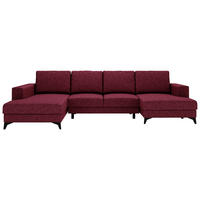 WOHNLANDSCHAFT in Flachgewebe Rot  - Rot/Schwarz, Design, Textil/Metall (190/339/156cm) - Livetastic