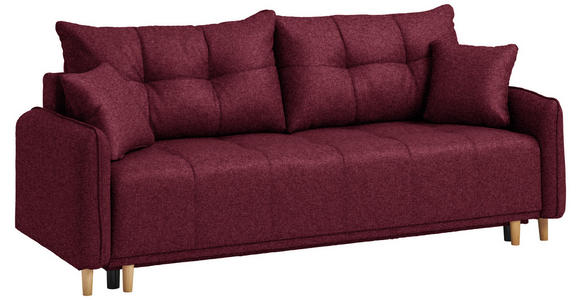 SCHLAFSOFA  in Chenille Bordeaux  - Bordeaux/Buchefarben, Design, Holz/Textil (217/97/101cm) - Carryhome