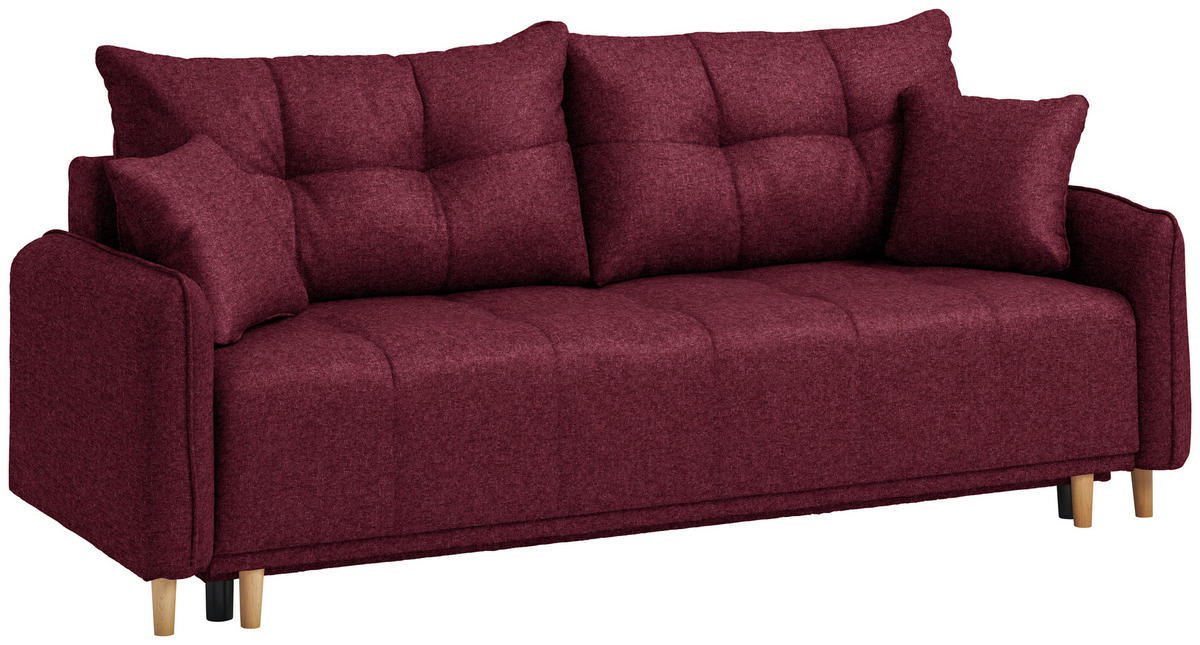 SCHLAFSOFA  in Chenille Bordeaux  - Bordeaux/Buchefarben, Design, Holz/Textil (217/97/101cm) - Carryhome