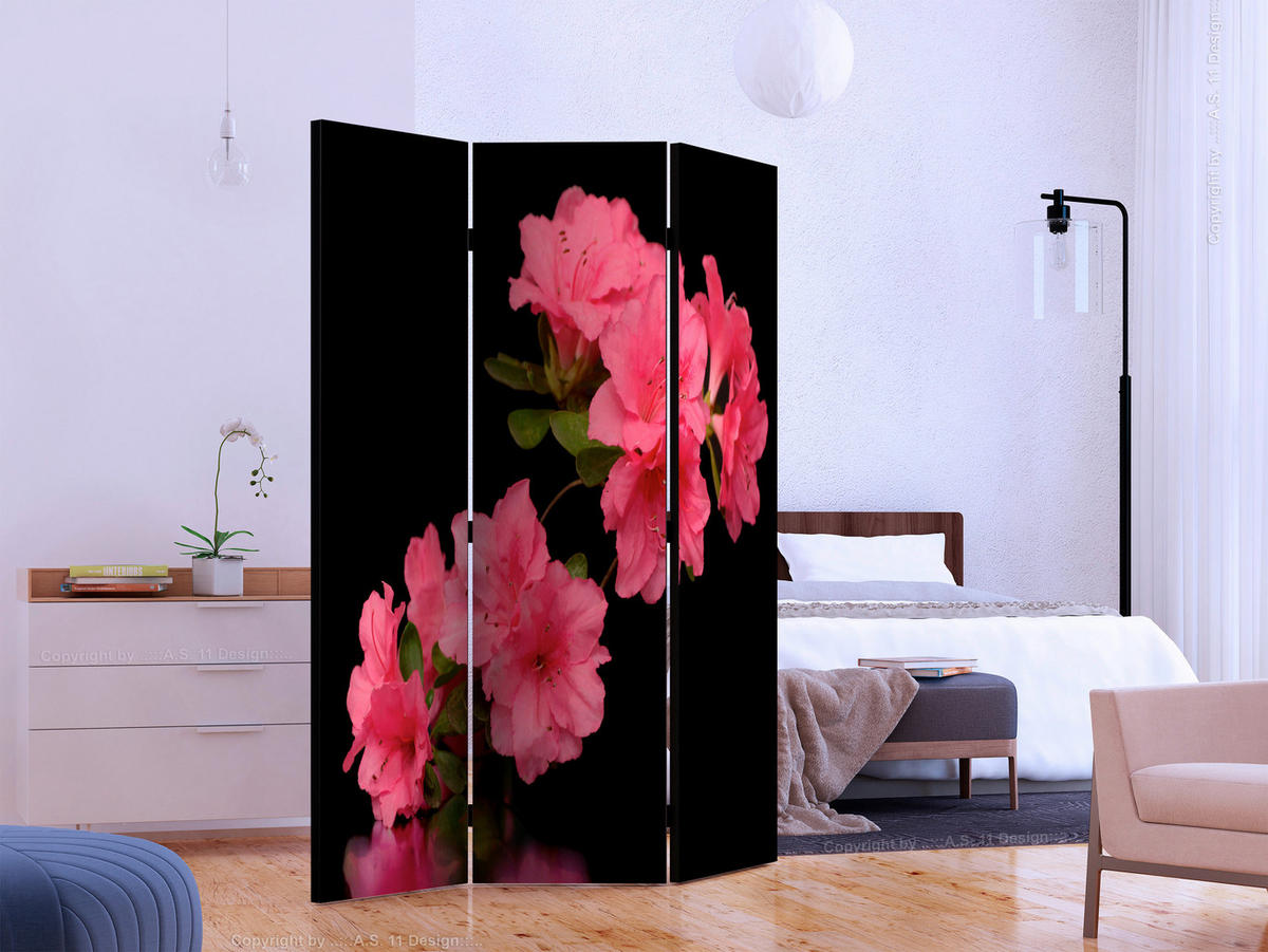 PARAVENT mit 3  Flügel - Pink/Schwarz, Basics, Holz/Textil (135/172/3cm) - artgeist