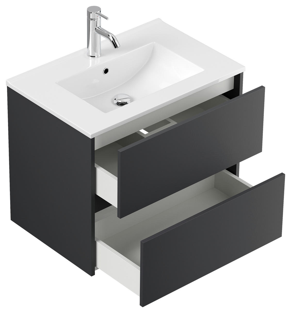 WASCHTISCHKOMBI 70 cm  - Graphitfarben/Weiß, MODERN, Keramik/Holzwerkstoff (70cm) - MID.YOU
