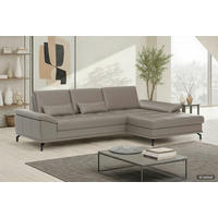 ECKSOFA COSTELLO E Grau Echtleder Nierenkissen, Armteilverstellung, Sitztiefenverstellung  - Schwarz/Grau, Basics, Leder/Textil (301/176cm) - Sit & More